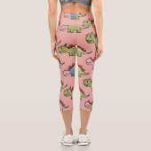 Süßes nahtloses Dinosaurier-Muster Capri Leggings (Rückseite)