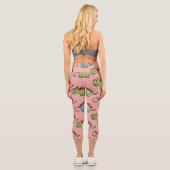 Süßes nahtloses Dinosaurier-Muster Capri Leggings (Rückseite)