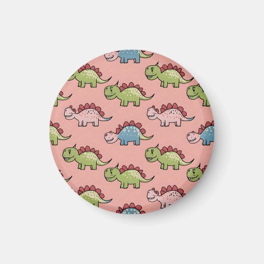 Süßes nahtloses Dinosaurier-Muster Magnet (Vorne)