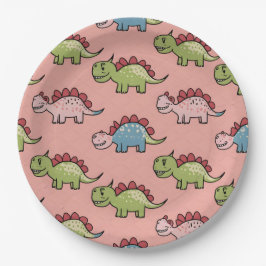 Süßes nahtloses Dinosaurier-Muster Pappteller