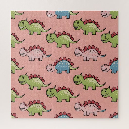 Süßes nahtloses Dinosaurier-Muster Puzzle (Vertikal)