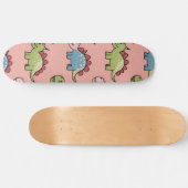 Süßes nahtloses Dinosaurier-Muster Skateboard (Horizontal)