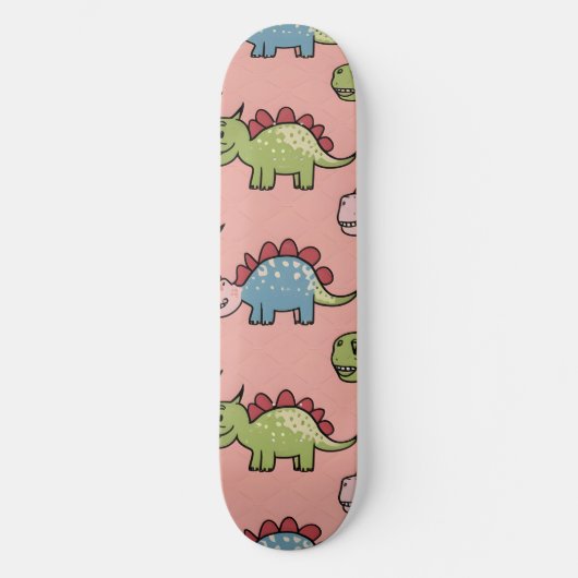 Süßes nahtloses Dinosaurier-Muster Skateboard (Vorderseite)
