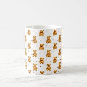 Süßes nahtloses Teddybär- und Herz-Muster Kaffeetasse