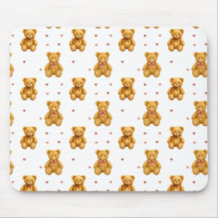 Süßes nahtloses Teddybär- und Herz-Muster Mousepad