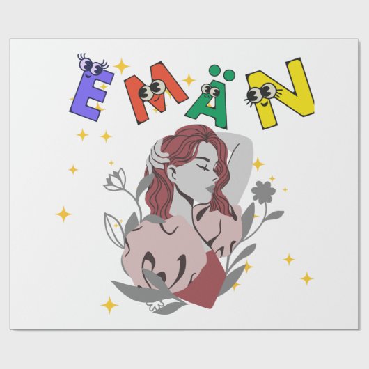 Süßes Namensdesign EMAN Geschenkpapier (Flach)