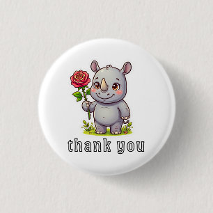 Süßes Nashorn "Danke" - Safari-Tier Button