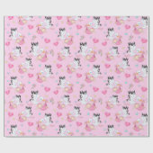 Süßes neues Baby Mädchen und Storch  Geschenkpapier (Flach)