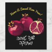 Süßes Neujahr Granatapfel Weinetiketten Weinetikett (Einzelnes Label)