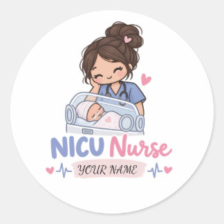 Süßes NICU-Krankenschwester-Neugeborenes-Name-Desi Runder Aufkleber