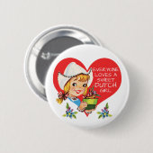 Süßes niederländisches Mädchen-Vintage Tulpen Button (Vorne & Hinten)
