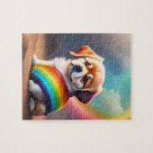 Süßes Niedliches Kleinkind mit Regenbogen Puzzle (Horizontal)