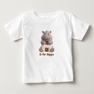 Süßes Nilpferd Buchstabe H Kinder T-Shirt Tier A