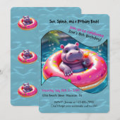 Süßes Nilpferd, das auf einem Donut-Pool-Float sch Einladung (Vorne/Hinten)