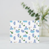 Süßes Nilpferd-Hippo-Muster Postkarte (Stehend Vorderseite)