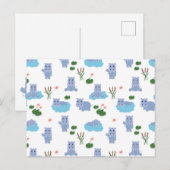 Süßes Nilpferd-Hippo-Muster Postkarte (Vorne/Hinten)