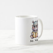 Süßes Nilpferd liest ein Buch Custom Kaffeetasse (VorderseiteRechts)