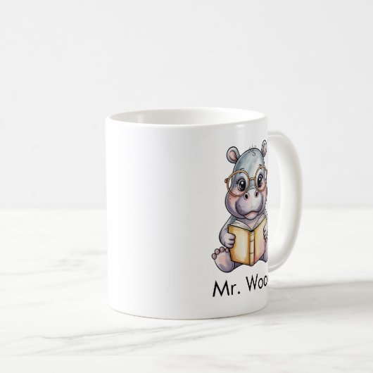 Süßes Nilpferd liest ein Buch Custom Kaffeetasse (VorderseiteRechts)