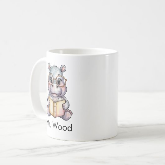 Süßes Nilpferd liest ein Buch Custom Kaffeetasse (Vorderseite Links)