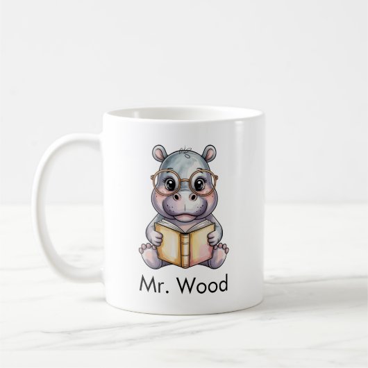 Süßes Nilpferd liest ein Buch Custom Kaffeetasse (Links)