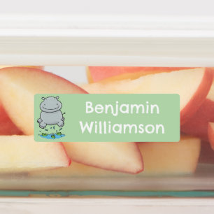 Süßes Nilpferd springt personalisierte Cartoon Etiketten