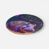 Süßes Nilpferd zum Geburtstag Pappteller (Schrägansicht)