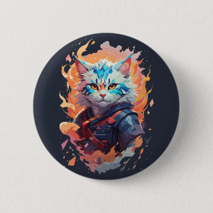 Süßes Ninja-Katze-Krieger-Design Button
