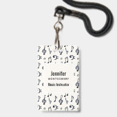 Süßes Notenmuster Ausweis (Vorderseite mit Lanyard)