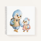 Süßes Notizbuch mit kleinen Vogelgeschwistern (Vorderseite)
