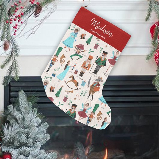 Süßes Nussknacker-Muster-Weihnachtsstrumpf Großer Weihnachtsstrumpf