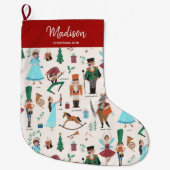 Süßes Nussknacker-Muster-Weihnachtsstrumpf Großer Weihnachtsstrumpf (Vorderseite)