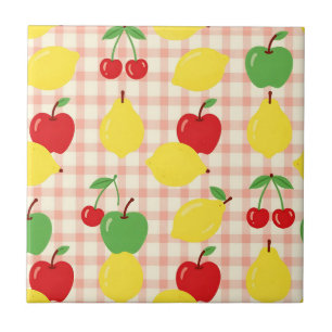 Süßes Obst-Gingham-Muster Fliese