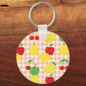 Süßes Obst-Gingham-Muster Schlüsselanhänger (Rückseite)