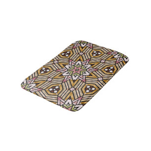 Süßes Ocker-Gelb-Braun-Rosa-Mosaikmuster Badematte