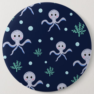 Süßes Octopus-Muster Button