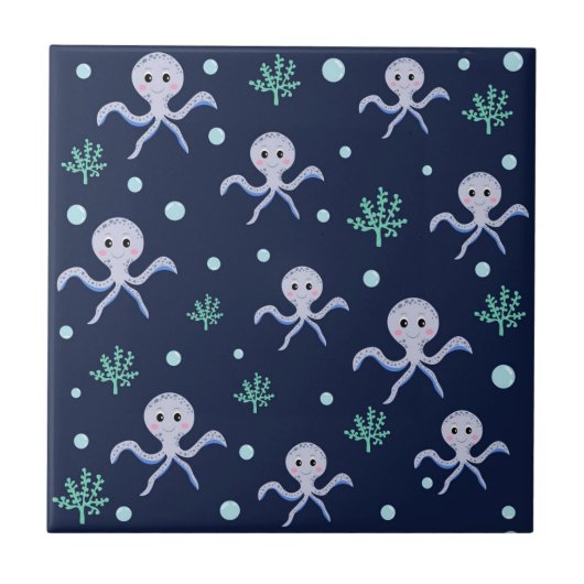 Süßes Octopus-Muster Fliese (Vorderseite)