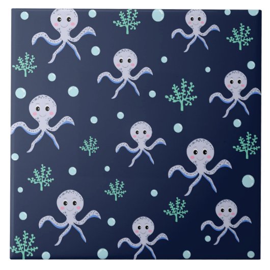 Süßes Octopus-Muster Fliese (Vorderseite)