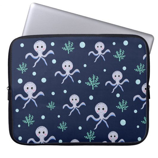 Süßes Octopus-Muster Laptopschutzhülle (Vorderseite)
