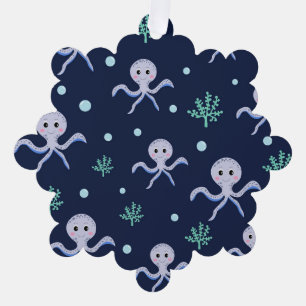 Süßes Octopus-Muster Ornament Karte