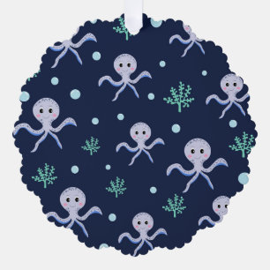 Süßes Octopus-Muster Ornament Karte