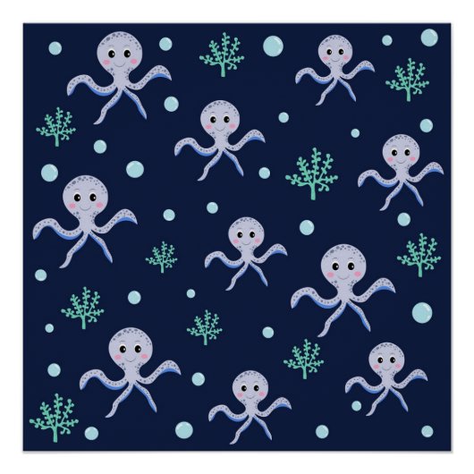 Süßes Octopus-Muster Poster (Vorderseite)