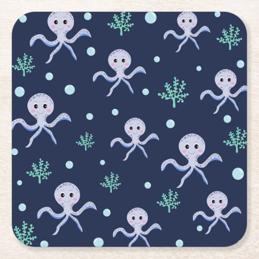 Süßes Octopus-Muster Rechteckiger Pappuntersetzer (Vorderseite)