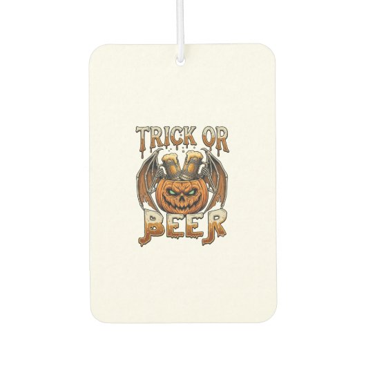 Süßes oder Bier Halloween-Kürbis-Skelett-Flügel-Ta Autolufterfrischer (Vorderseite)