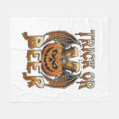 Süßes oder Bier Halloween-Kürbis-Skelett-Flügel-Ta Fleecedecke (Vorderseite (Horizontal))