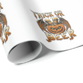 Süßes oder Bier Halloween-Kürbis-Skelett-Flügel-Ta Geschenkpapier (Rolleneckpunkt)