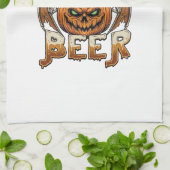 Süßes oder Bier Halloween-Kürbis-Skelett-Flügel-Ta Geschirrtuch (Gefaltet)