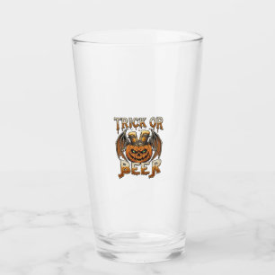 Süßes oder Bier Halloween-Kürbis-Skelett-Flügel-Ta Glas