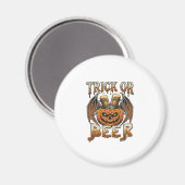 Süßes oder Bier Halloween-Kürbis-Skelett-Flügel-Ta Magnet (Vorderseite/Rückseite)