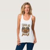 Süßes oder Bier Halloween-Kürbis-Skelett-Flügel-Ta Tank Top (Vorderseite Vollansicht)