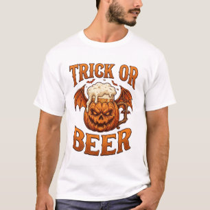 Süßes oder Bier Halloween-Kürbis-Tasse Fledermausf T-Shirt
